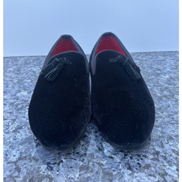 FERUCCI Men Plain Black Velvet Slippers loafers with Tassel wedding prom Size 9 main image 9